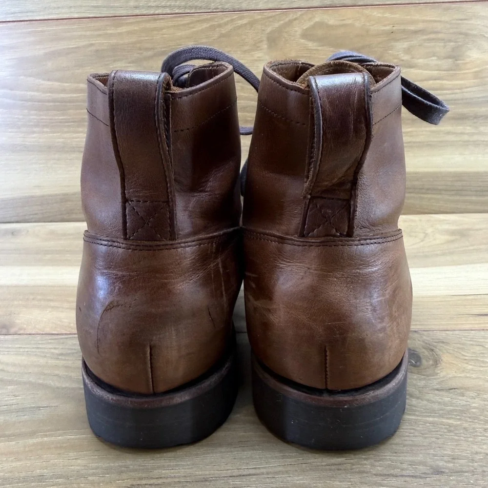 J Crew Kenton Cap Toe Boots Mens 9.5 M Brown Leather Business Casual Old Money